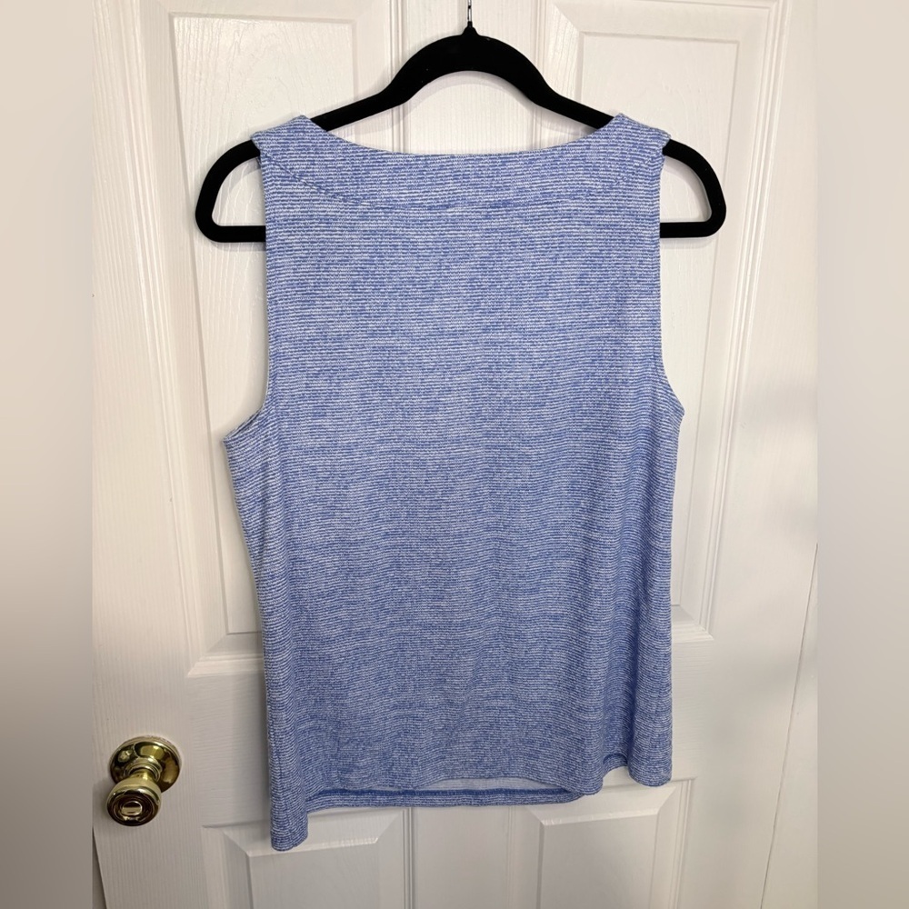 Talbots Sleeveless Jacquard Top – Blue & White Nautical Print – Size L - Picture 7 of 9